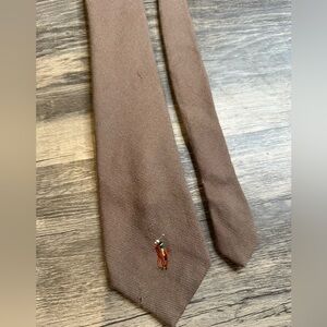 Vintage Polo Ralph Lauren Tie Brown Knit Necktie Embroidered Pony Classic